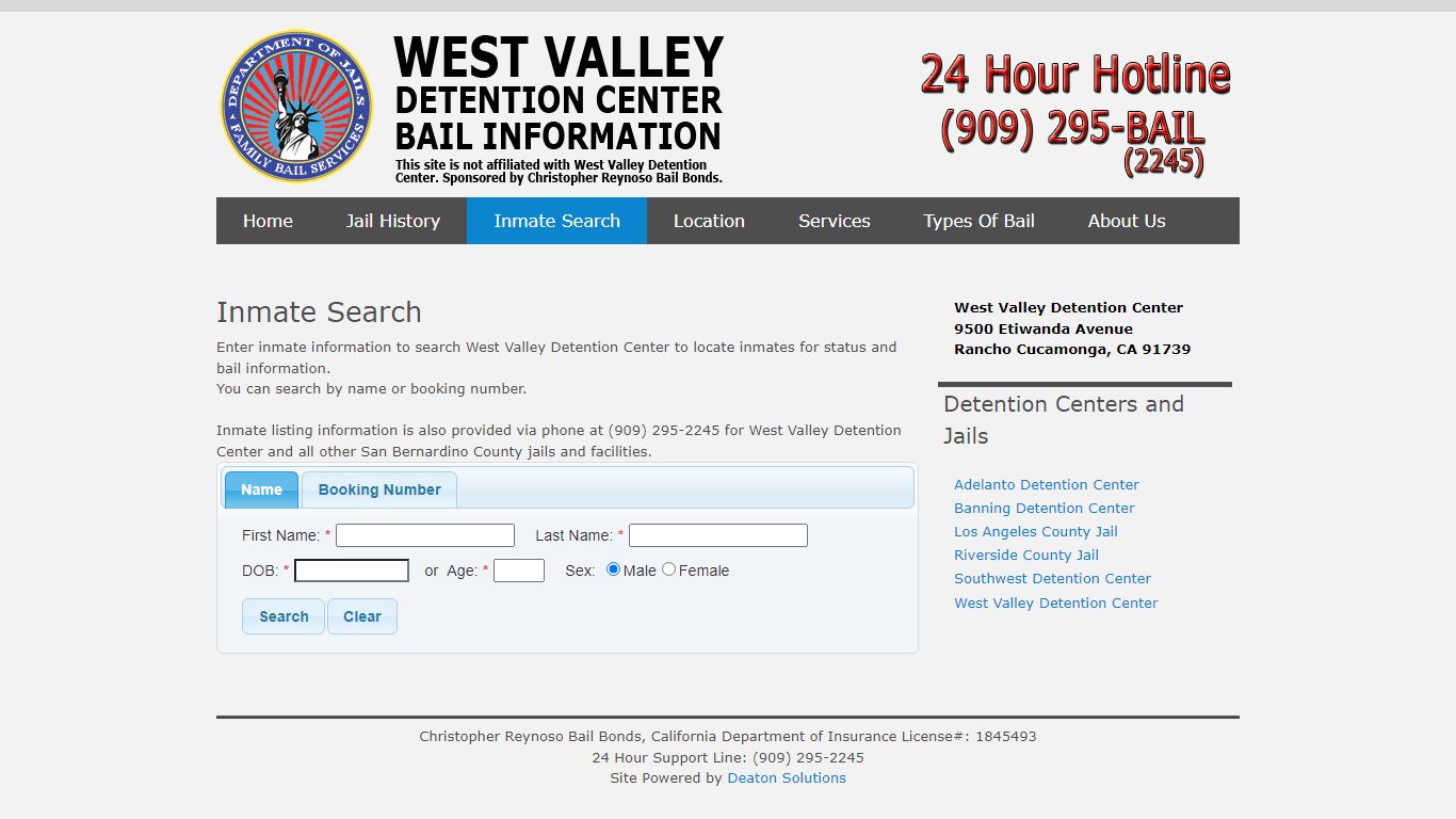 Online Inmate Search - West Valley Detention Center Bail ...